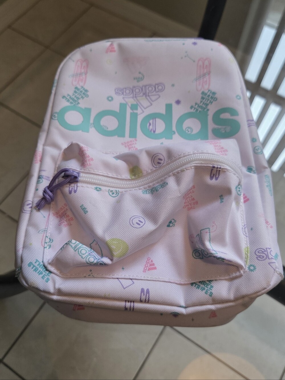 Adidas Kids Light Pink Mini Backpack with Teal Logo